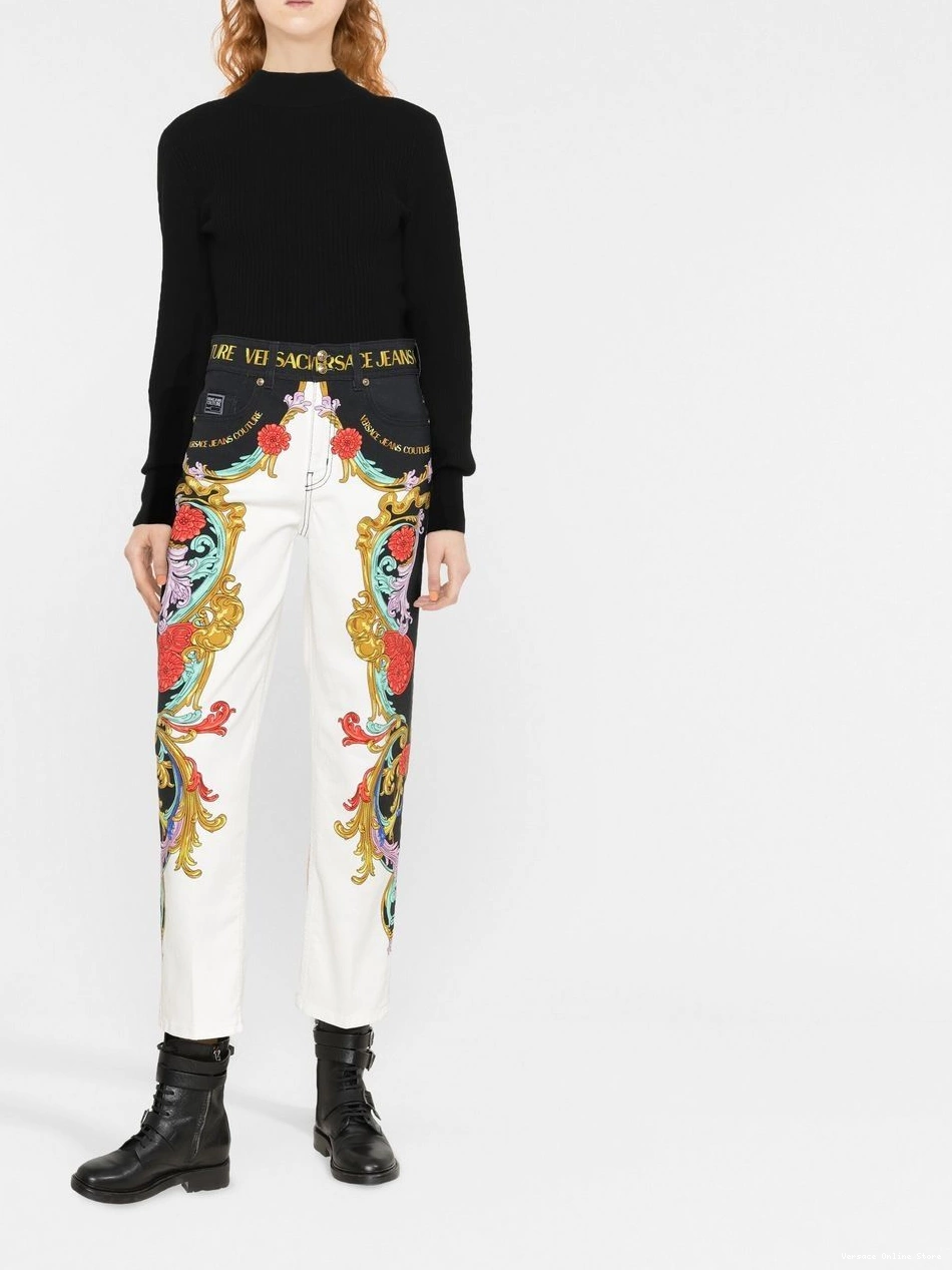 Affordable logo-waistband Women detail trousers Versace Jeans Couture 0803